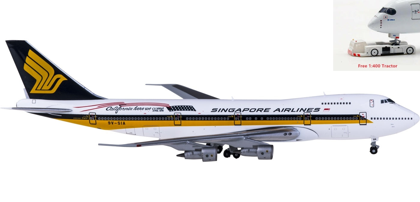 1:400 JC Wings EW4742001 Singapore Airlines Boeing 747-200 9V-SIA+Free Tractor
