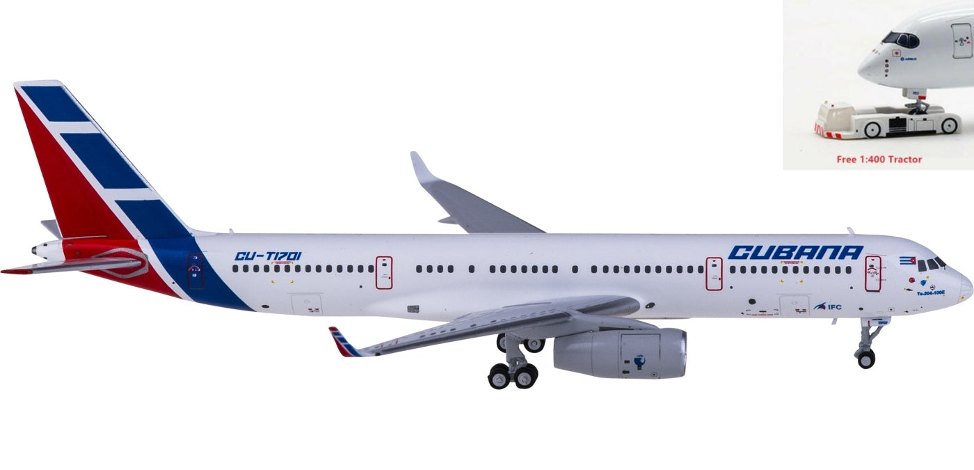 1:400 NG Models NG40001 Cubana Tupolev TU-204-100E CU-T1701+Free Tractor