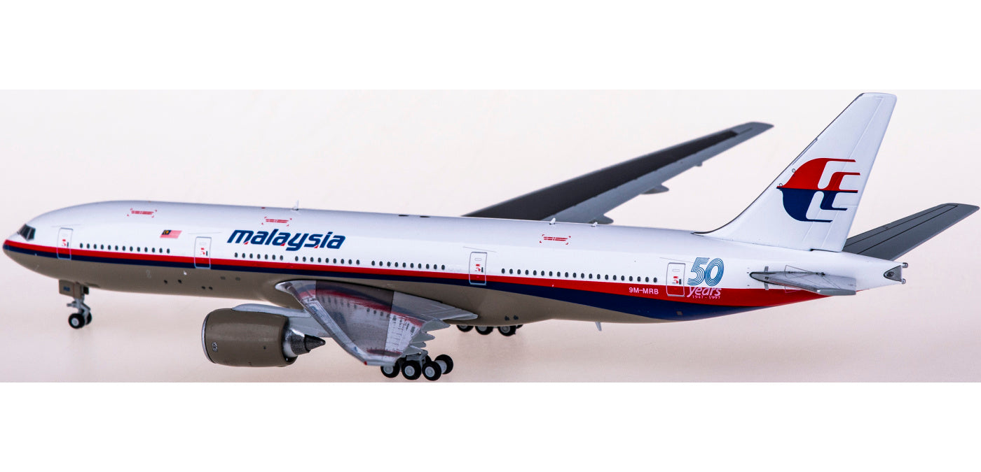 1:400 JC Wings XX4488 Malaysia Airlines Boeing 777-200 9M-MRB 50Years Aircraft Model+Free Tractor