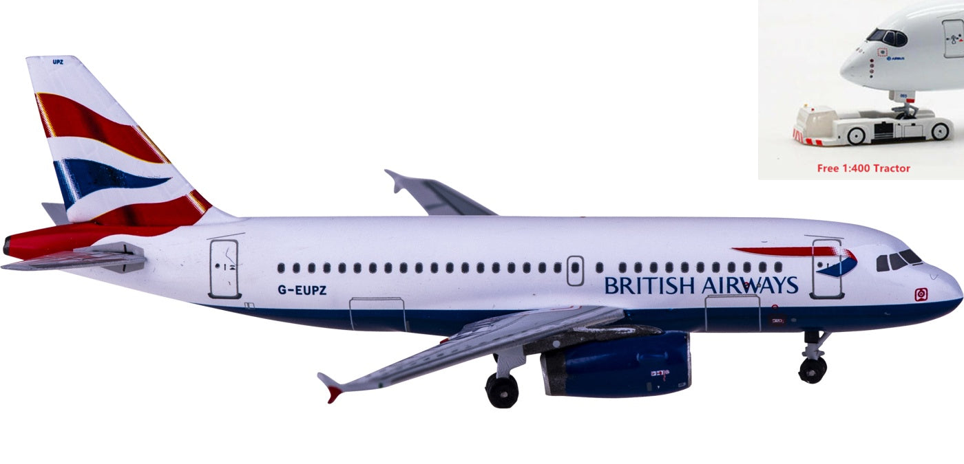 1:400 AeroClassics ARD42103 British Airways Airbus A319 G-EUPC Aircraft Model+Free Tractor