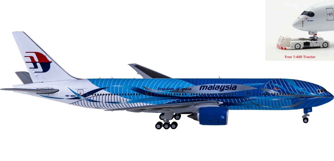 1:400 JC Wings XX4485 Malaysia Airlines Boeing 777-200ER 9M-MRD Aircraft Model+Free Tractor