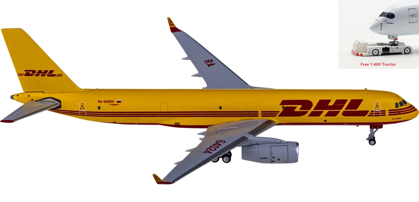 1:400 NG Models NG40005 DHL Tupolev TU-204-100S RA-64024+Free Tractor
