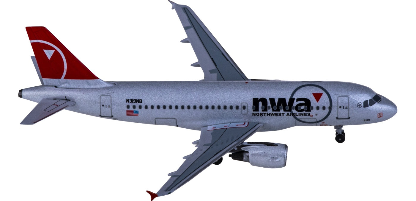 1:400 AeroClassics AC411021 Northwest Airlines Airbus A319 N319NB Aircraft Model+Free Tractor