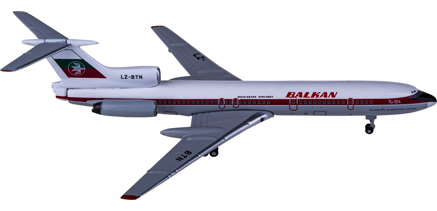 1:400 AeroClassics AC419959 Balkan Bulgarian Airlines Tupolev Tu-154 LZ-BTN Aircraft Model+Free Tractor