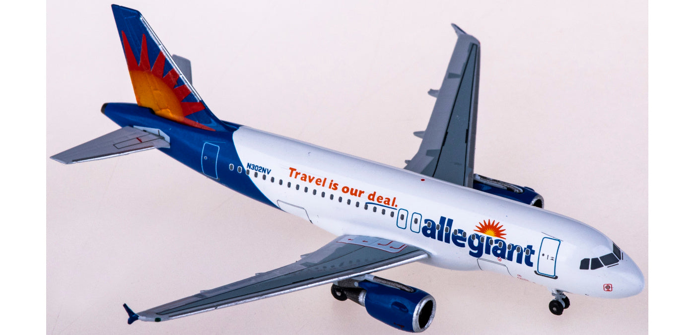 1:400 AeroClassics AC411018 Allegiant Airbus A319 N302NV Aircraft Model+Free Tractor
