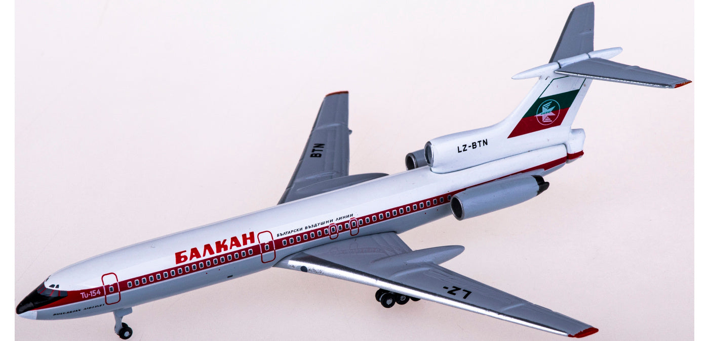1:400 AeroClassics AC419959 Balkan Bulgarian Airlines Tupolev Tu-154 LZ-BTN Aircraft Model+Free Tractor