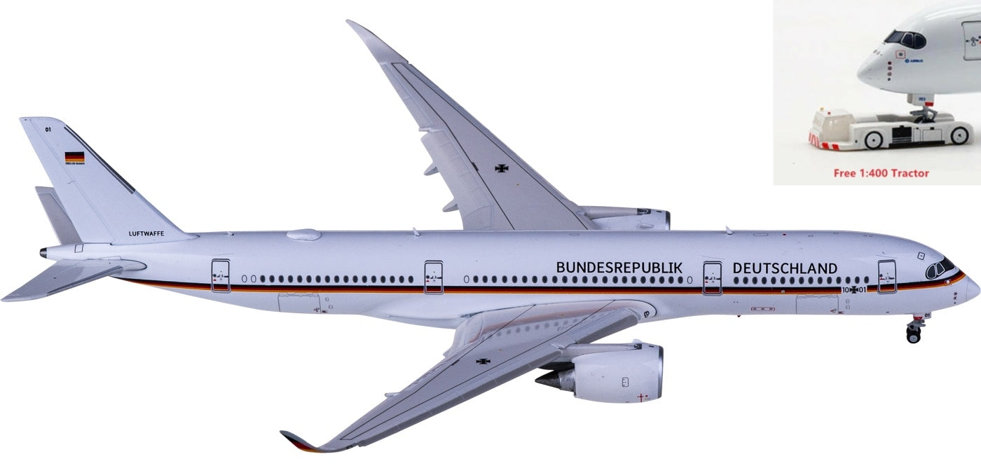 1:400 JC Wings LH4246A Deutschland Gov Airbus A350-900ACJ 10+01 "Flaps down"Aircraft Model+Free Tractor