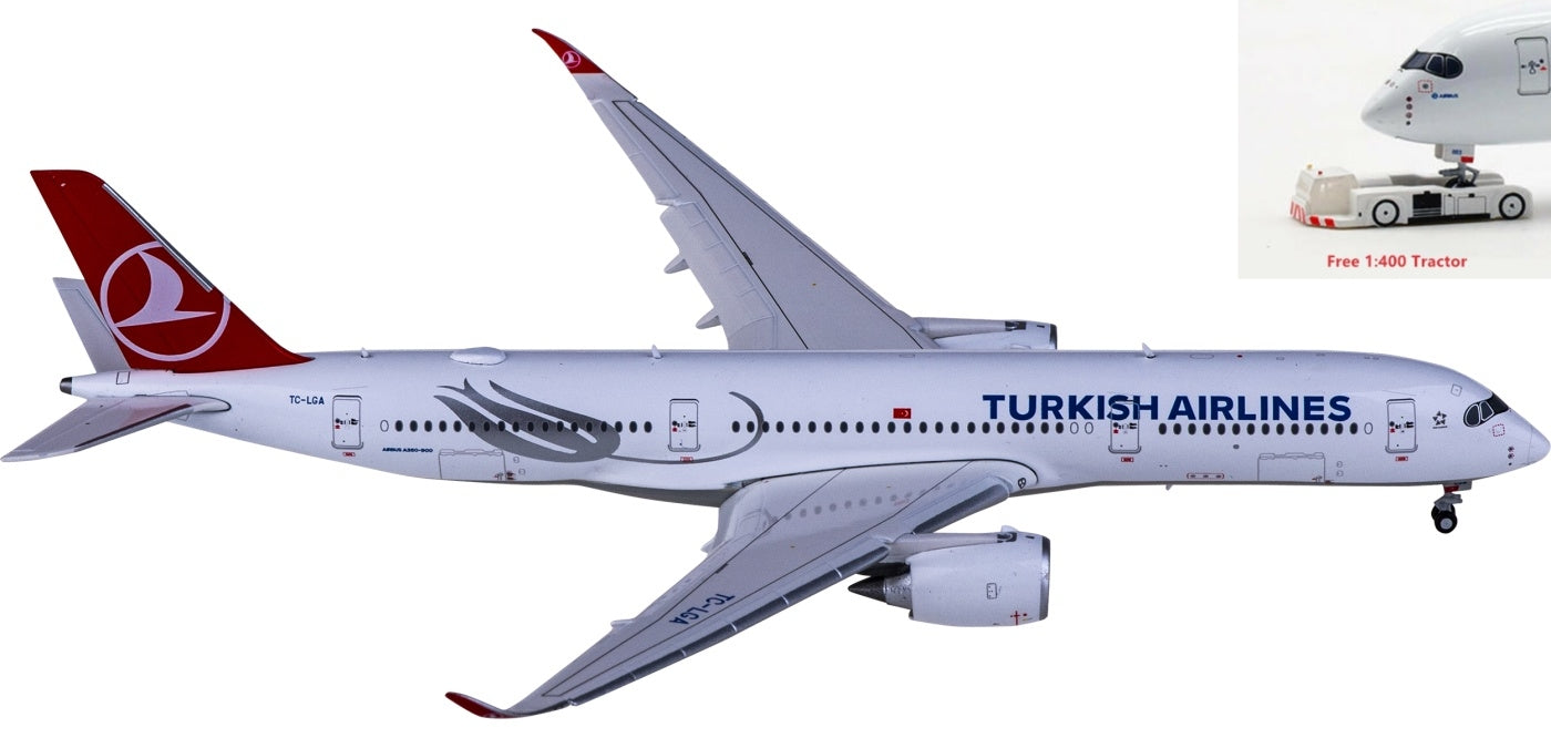 1:400 JC Wings EW4359006A Turkish Airlines Airbus A350-900XWB TC-LGA "Flaps Down" Aircraft Model+Free Tractor