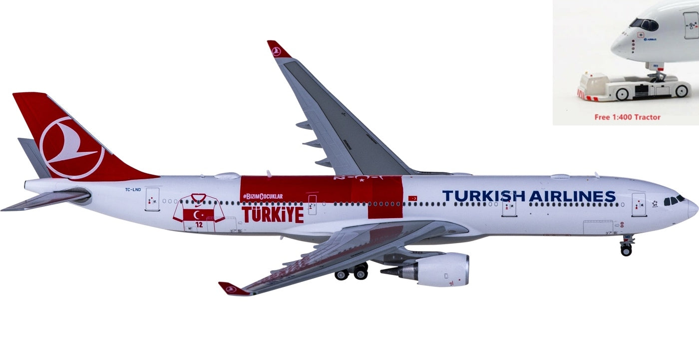 1:400 JC Wings EW4333011 Turkish Airlines Airbus A330-300 TC-LND+Free Tractor