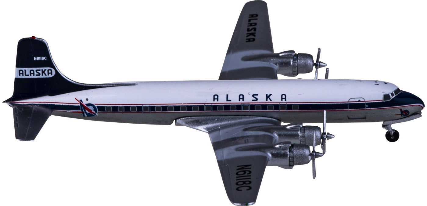 1:400 AeroClassics AC419954 Alaska Airlines Douglas DC-6 N6118C Aircraft Model+Free Tractor
