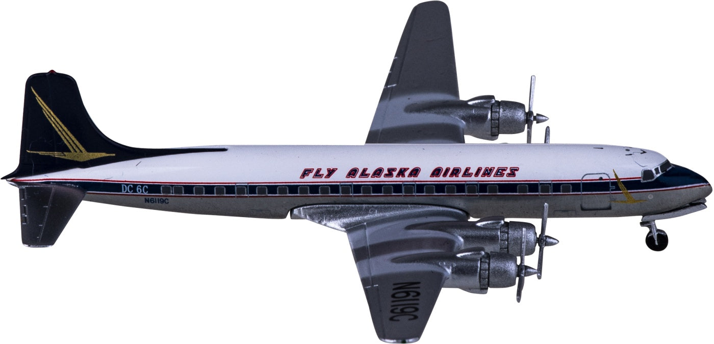 1:400 AeroClassics AC419955 Alaska Airlines Douglas DC-6 N6119C Aircraft Model+Free Tractor
