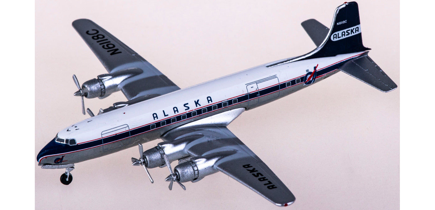 1:400 AeroClassics AC419954 Alaska Airlines Douglas DC-6 N6118C Aircraft Model+Free Tractor