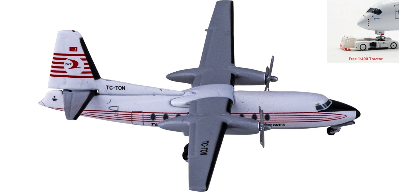 1:400 AeroClassics AC411037 Turkish Airlines Fokker F-27 TC-TON Aircraft Model+Free Tractor