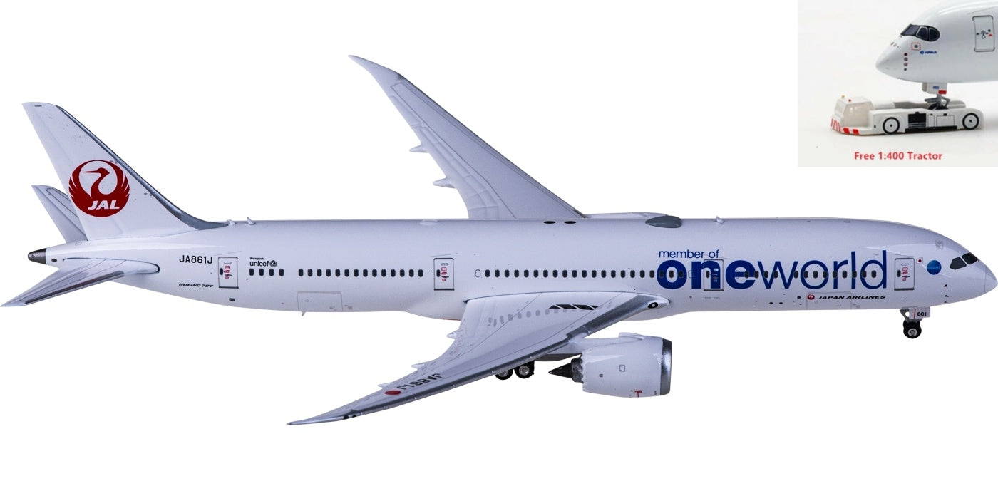 1:400 Phoenix PH04458 Japan Airlines Boeing 787-9 JA861J "ONE WORLD"+Free Tractor