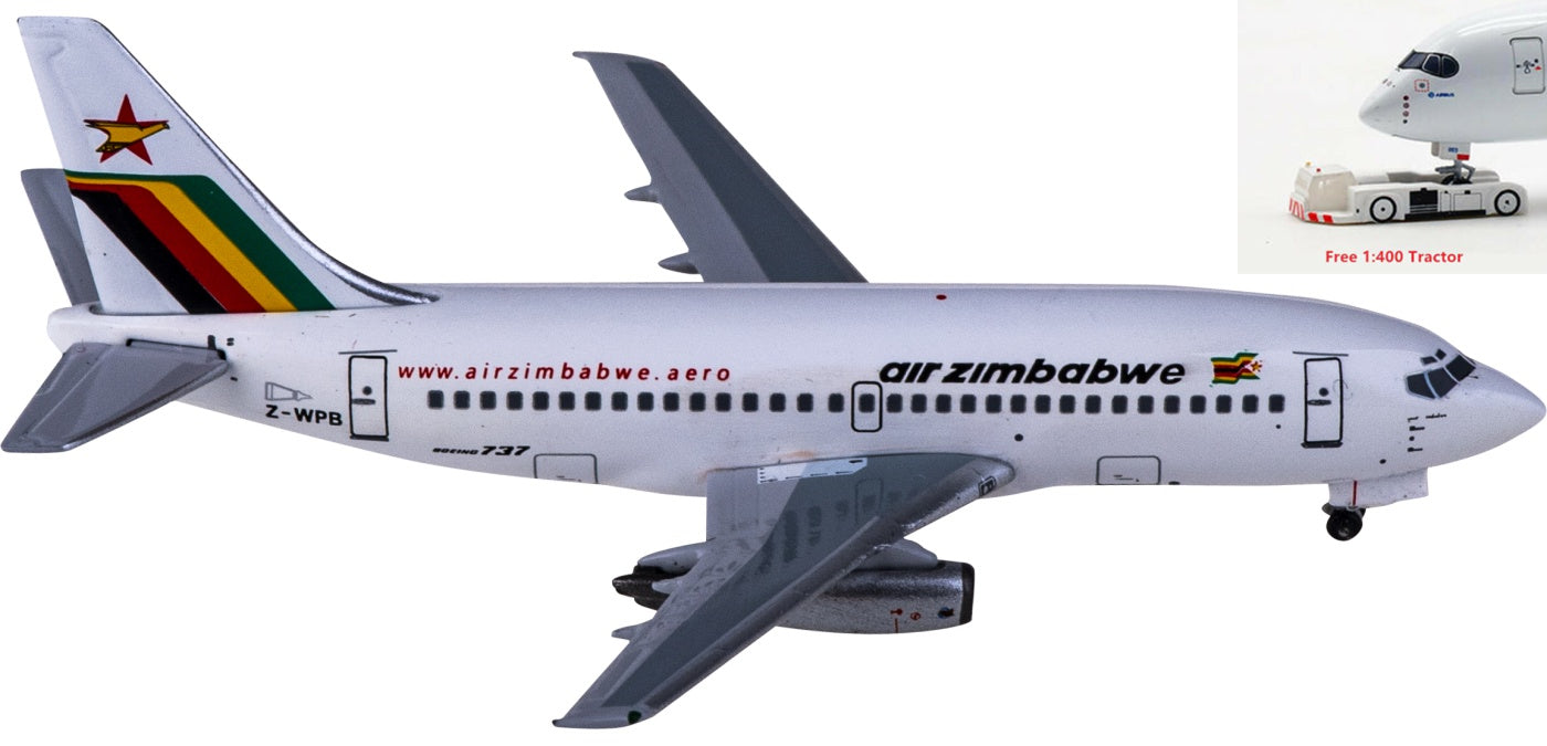 1:400 AeroClassics AC411109 Air Zimbabwe Boeing 737-200 Z-WPB Aircraft Model+Free Tractor