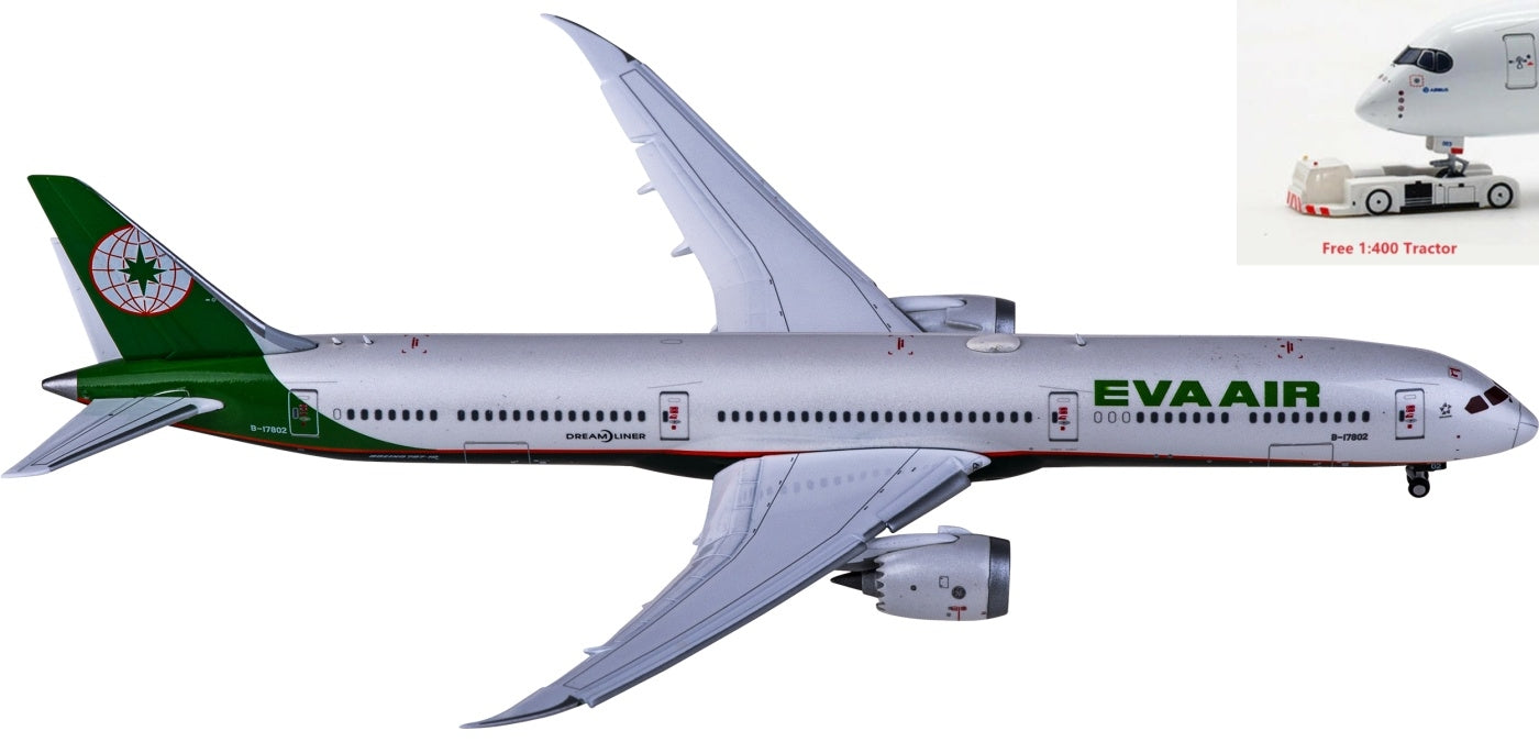 1:400 JC Wings XX4190A EVA Air Boeing 787-10 Dreamliner B-17802 "Flaps Down" Aircraft Model+Free Tractor