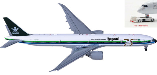 1:400 JC Wings LH4273A Saudia Boeing 777-300ER HZ-AK28 "Flaps Down" Aircraft Model+Free Tractor