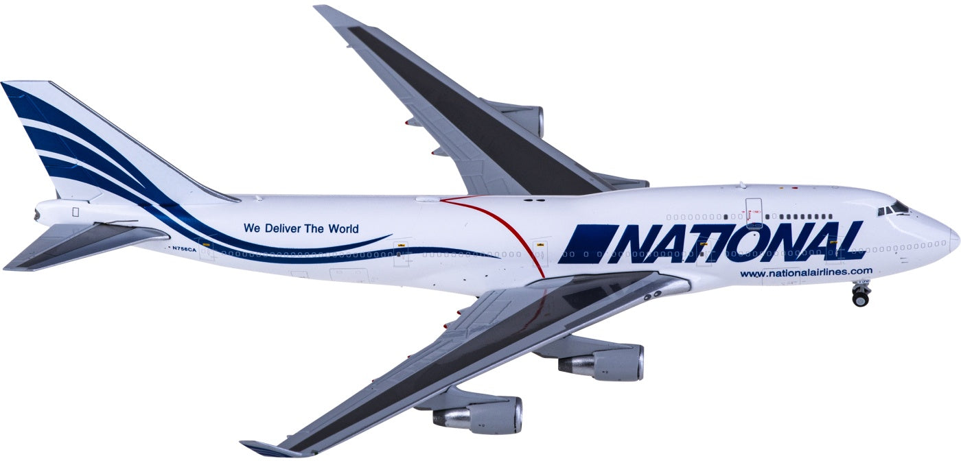 1:400 JC Wings XX4490 National Airlines Boeing 747-400BCF N756CA Aircraft Model+Free Tractor