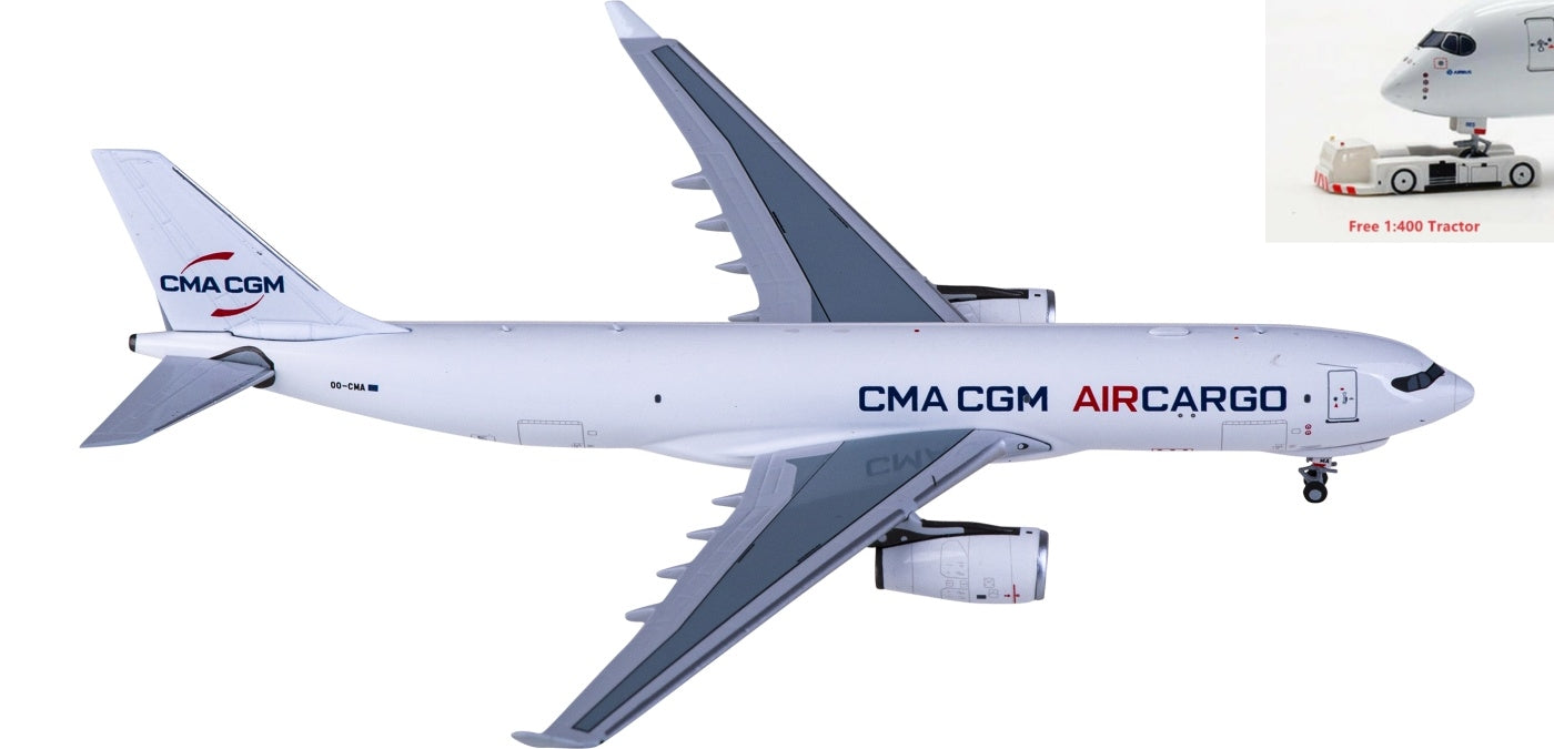 1:400 NG Models NG61050 CMA CGM Air Cargo Airbus A330-200F OO-CMA+Free Tractor
