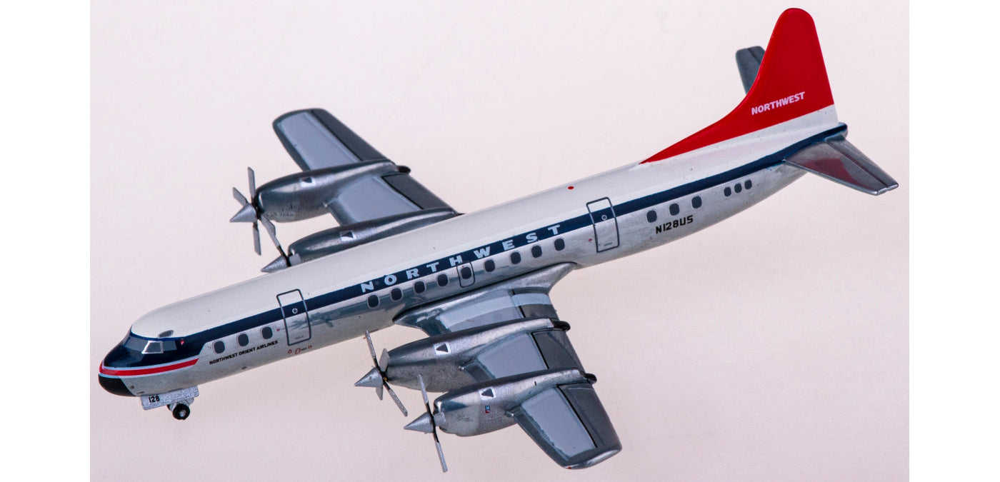 1:400 Geminijets GJNWA2125 Northwest Airlines Lockheed L-188C Electra N128US Aircraft Model+Free Tractor