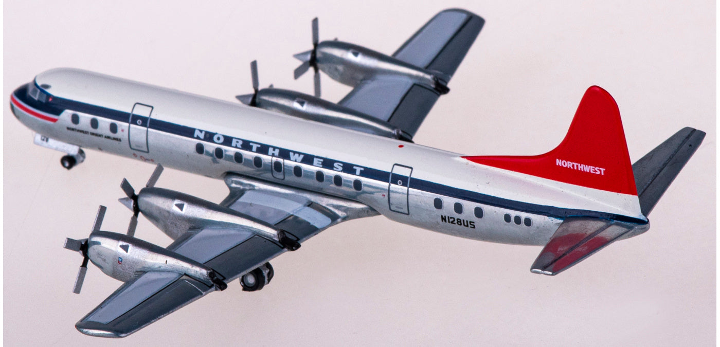 1:400 Geminijets GJNWA2125 Northwest Airlines Lockheed L-188C Electra N128US Aircraft Model+Free Tractor