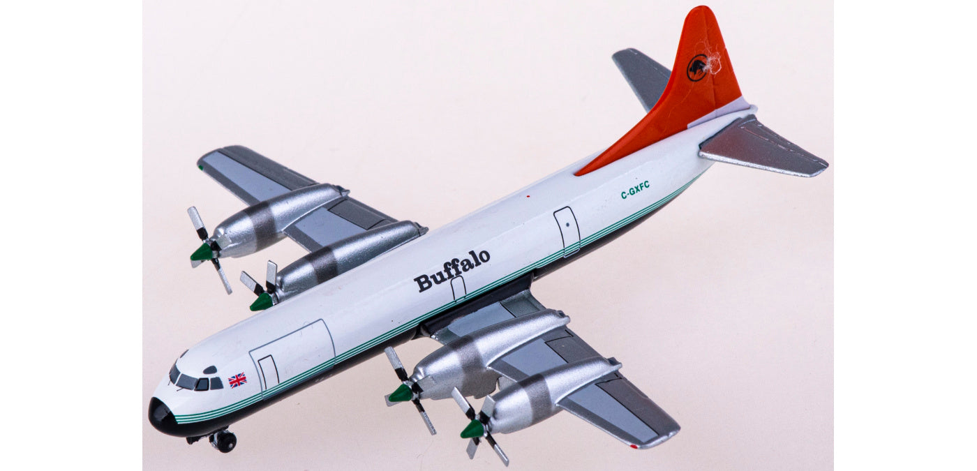 1:400 AeroClassics AC411126 Buffalo Airways Lockheed L-188 C-GXFC Aircraft Model+Free Tractor