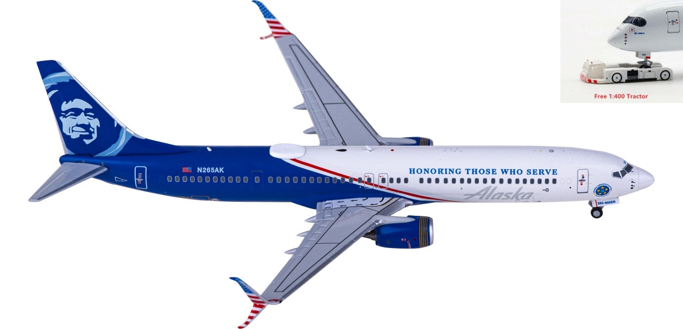 1:400 NG Models NG79007 Alaska Airlines Boeing 737-900ER N265AK+Free Tractor