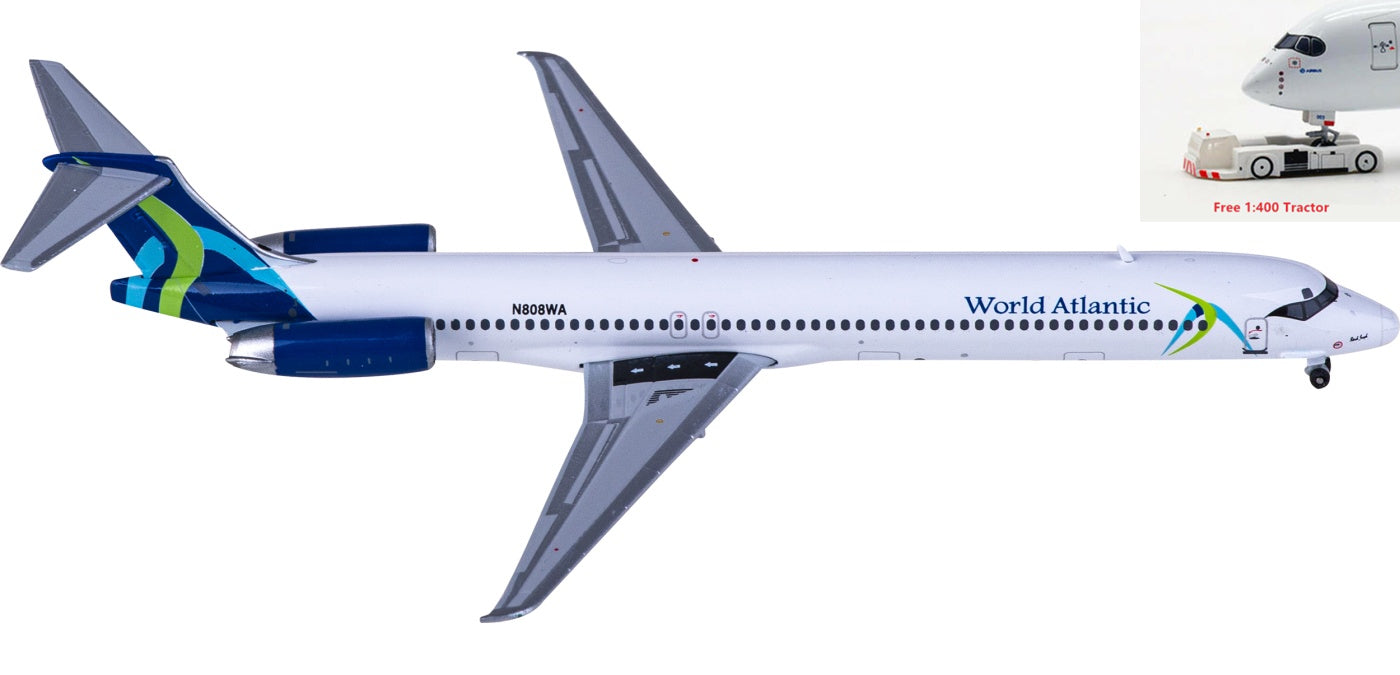 1:400 Geminijets GJWST2007 World Atlantic Airlines McDonnell Douglas MD-80 N808WA Aircraft Model+Free Tractor