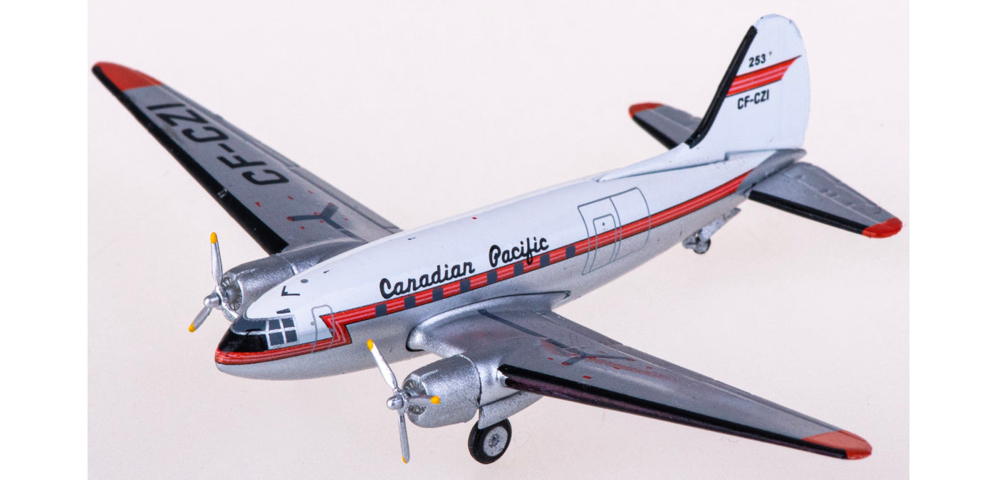 1:400 AeroClassics C411182 CP Air Curtiss C-46 CF-CZI Aircraft Model+Free Tractor