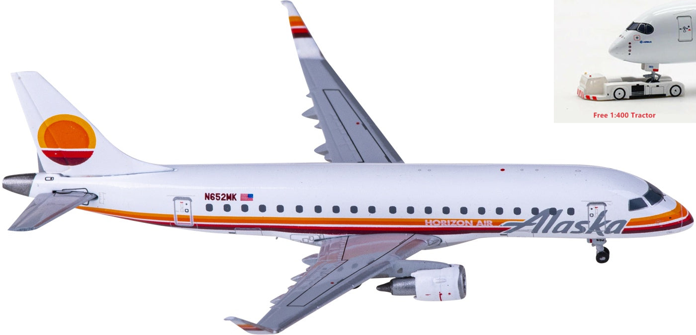 1:400 Geminijets GJASA2174 Alaska Airlines Embraer ERJ-175 N652MK Aircraft Model+Free Tractor