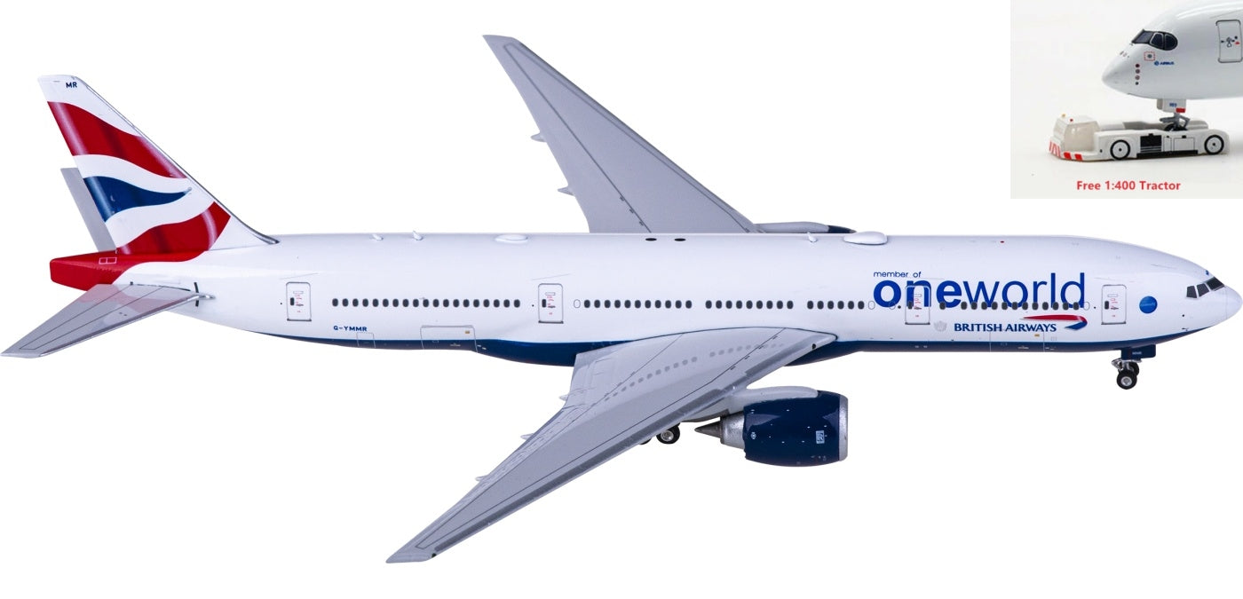 1:400 Phoenix PH04505 British Airways Boeing 777-200ER G-YMMR "ONE WORLD"+Free Tractor