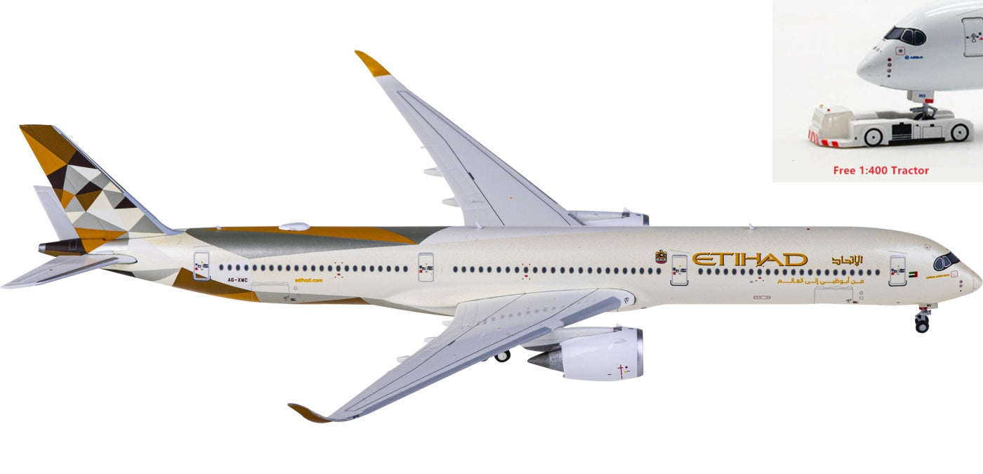 1:400 Geminijets GJETD2163 Etihad Airways Airbus A350-1000 A6-XWC Aircraft Model+Free Tractor