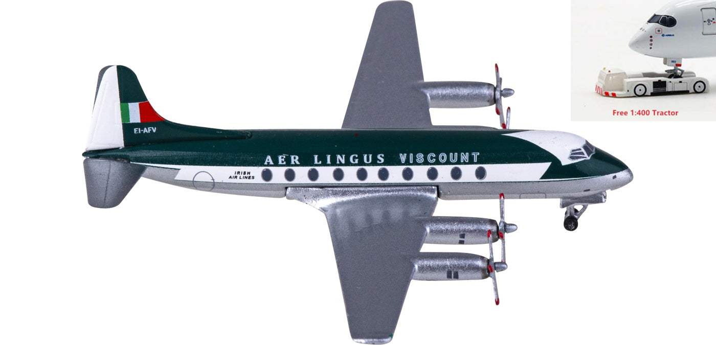 1:400 AeroClassics AC411221 Aer Lingus Vickers Viscount 700 EI-AFV Aircraft Model+Free Tractor