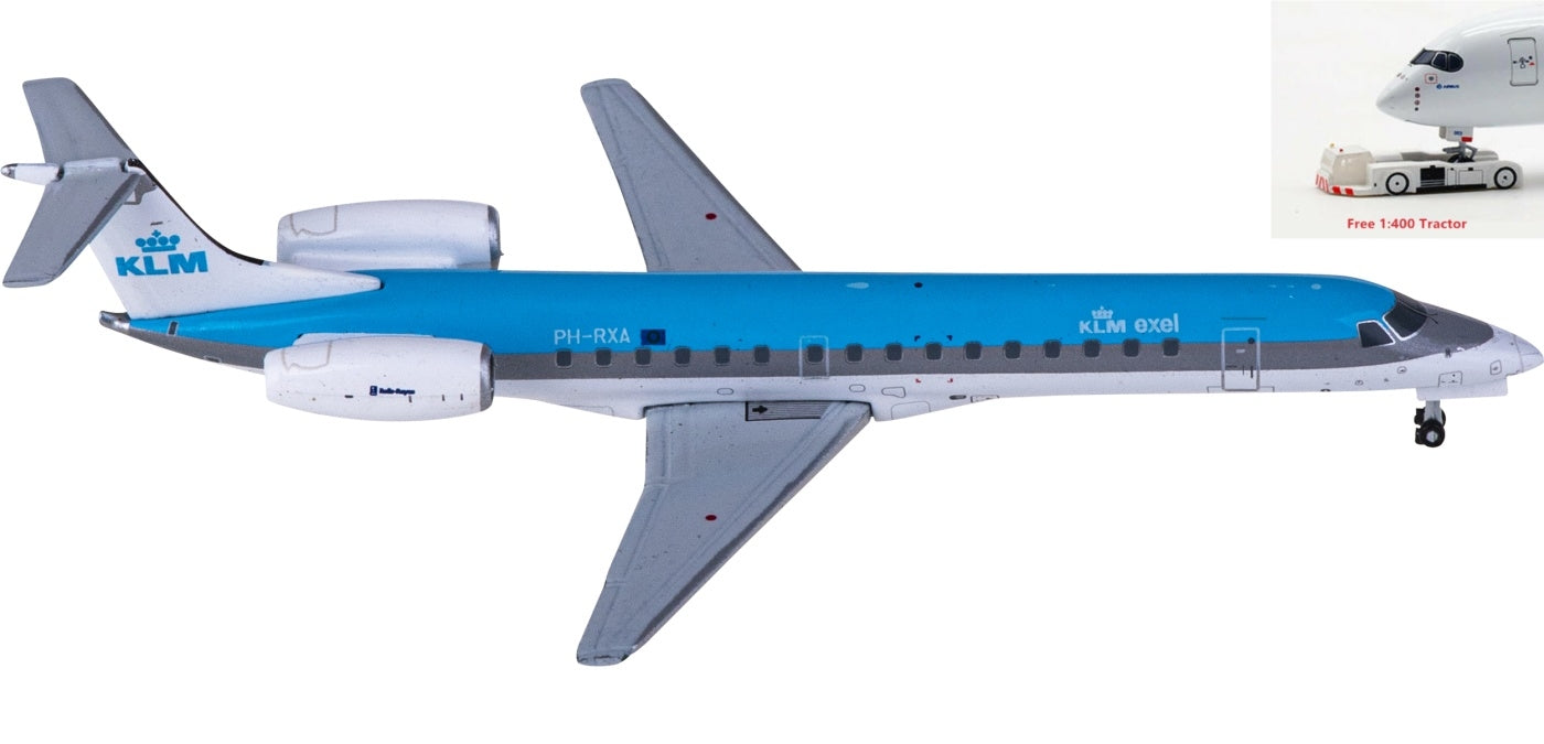1:400 JC Wings XX4991 KLM Embraer ERJ-145MP PH-RXA Aircraft Model+Free Tractor