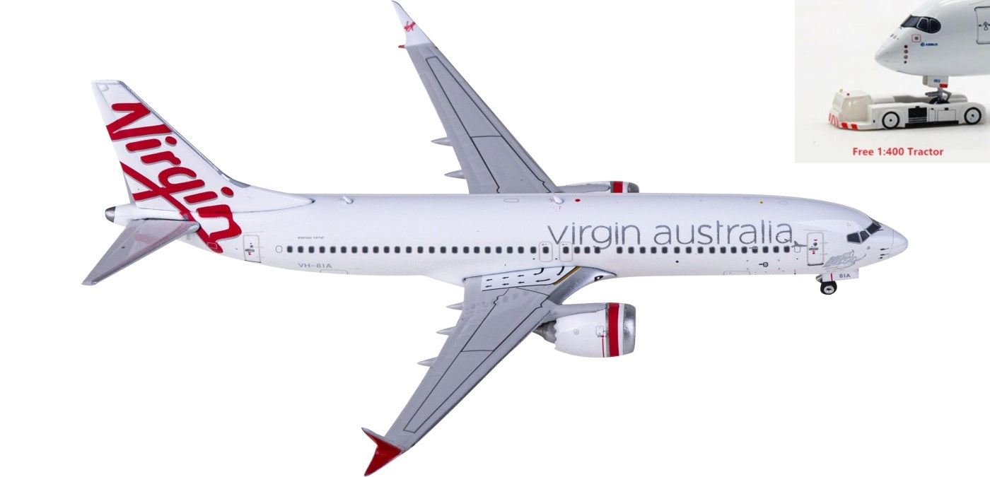 1:400 Phoenix PH11809 Virgin Australia Boeing 737 MAX 8 VH-8IA+Free Tractor