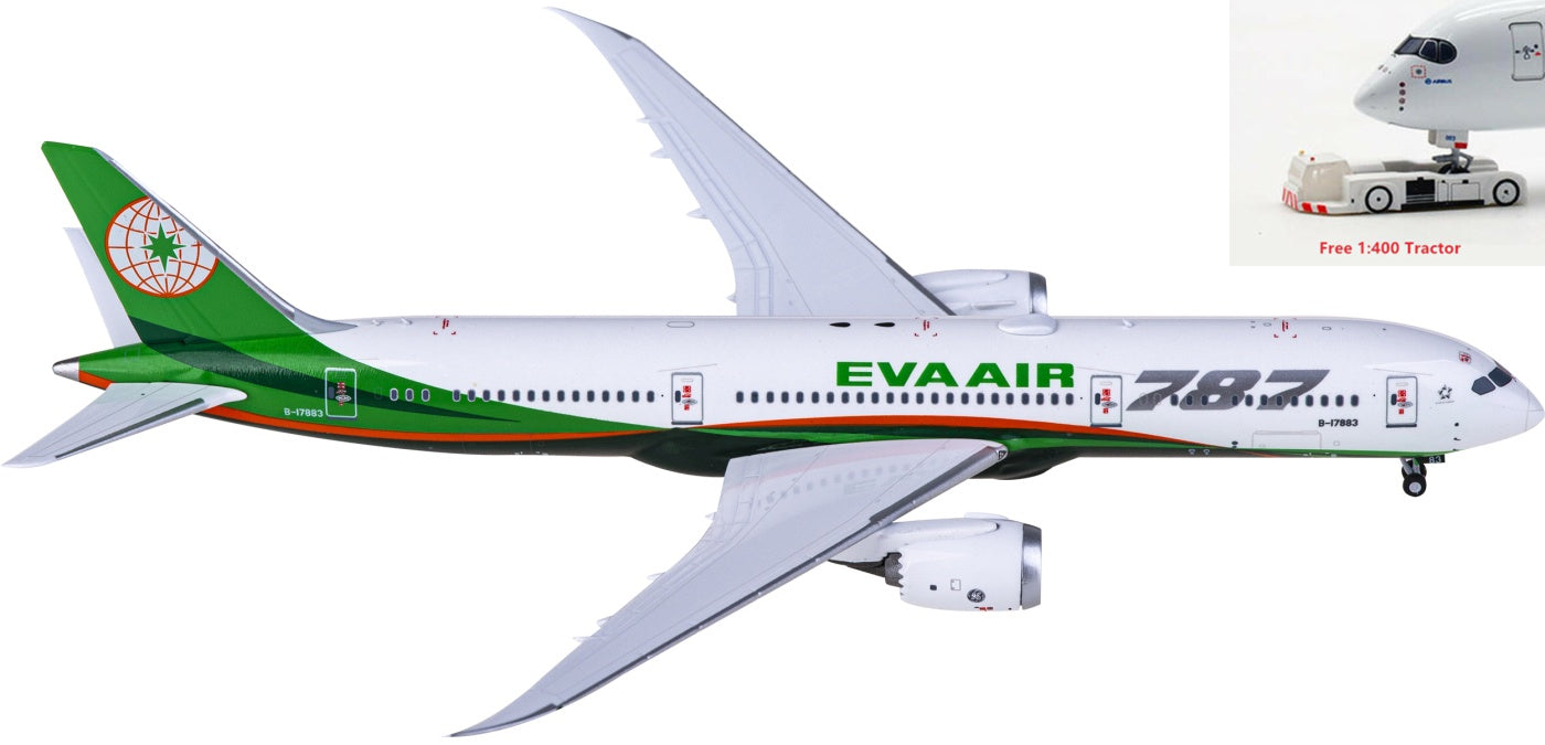1:400 NG Models NG55108 EVA Air Boeing 787-9 B-17883 Aircraft Model+Free Tractor