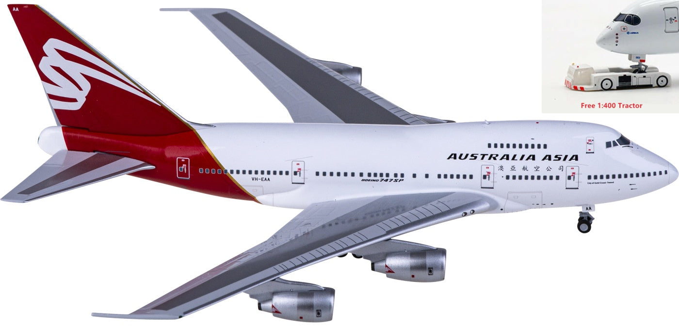 1:400 NG Models NG07035 Australia Asia Airlines Boeing 747SP VH-EAA Aircraft Model+Free Tractor