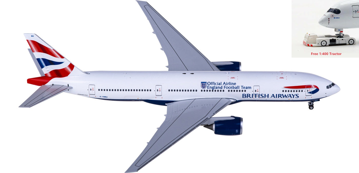 1:400 NG Models NG72031 British Airways Boeing 777-200ER G-YMMJ Aircraft Model+Free Tractor