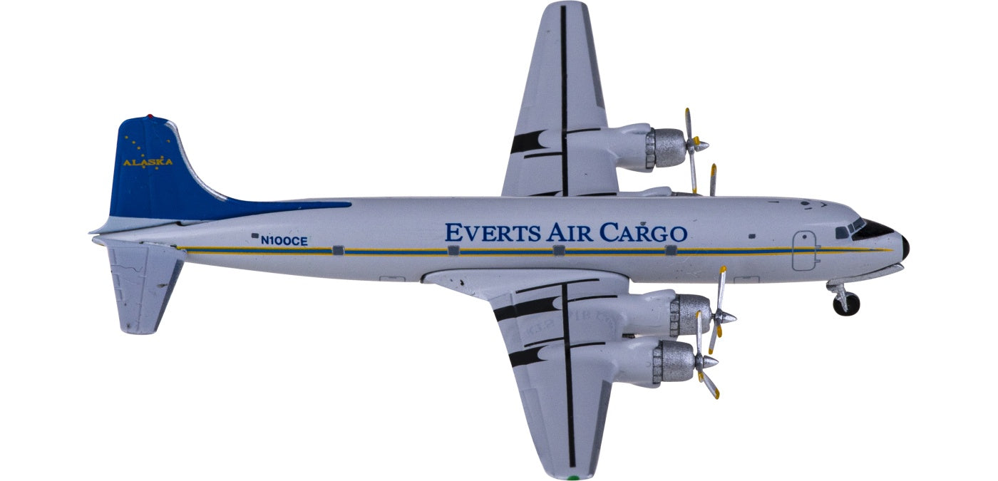 1:400 AeroClassics AC411282 Everts Air Cargo Douglas DC-6 N100CE Aircraft Model+Free Tractor