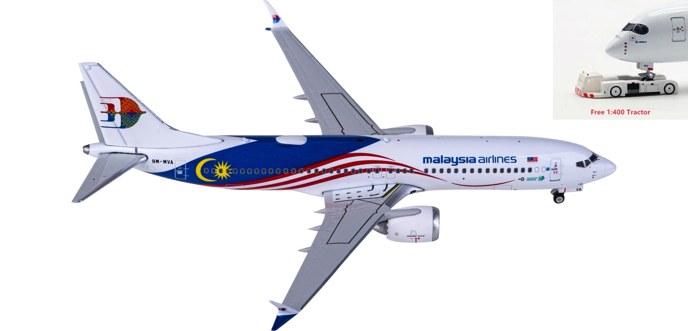 1:400 Phoenix PH11831 Malaysia Airlines Boeing 737 MAX 8 9M-MVA Aircraft Model+Free Tractor