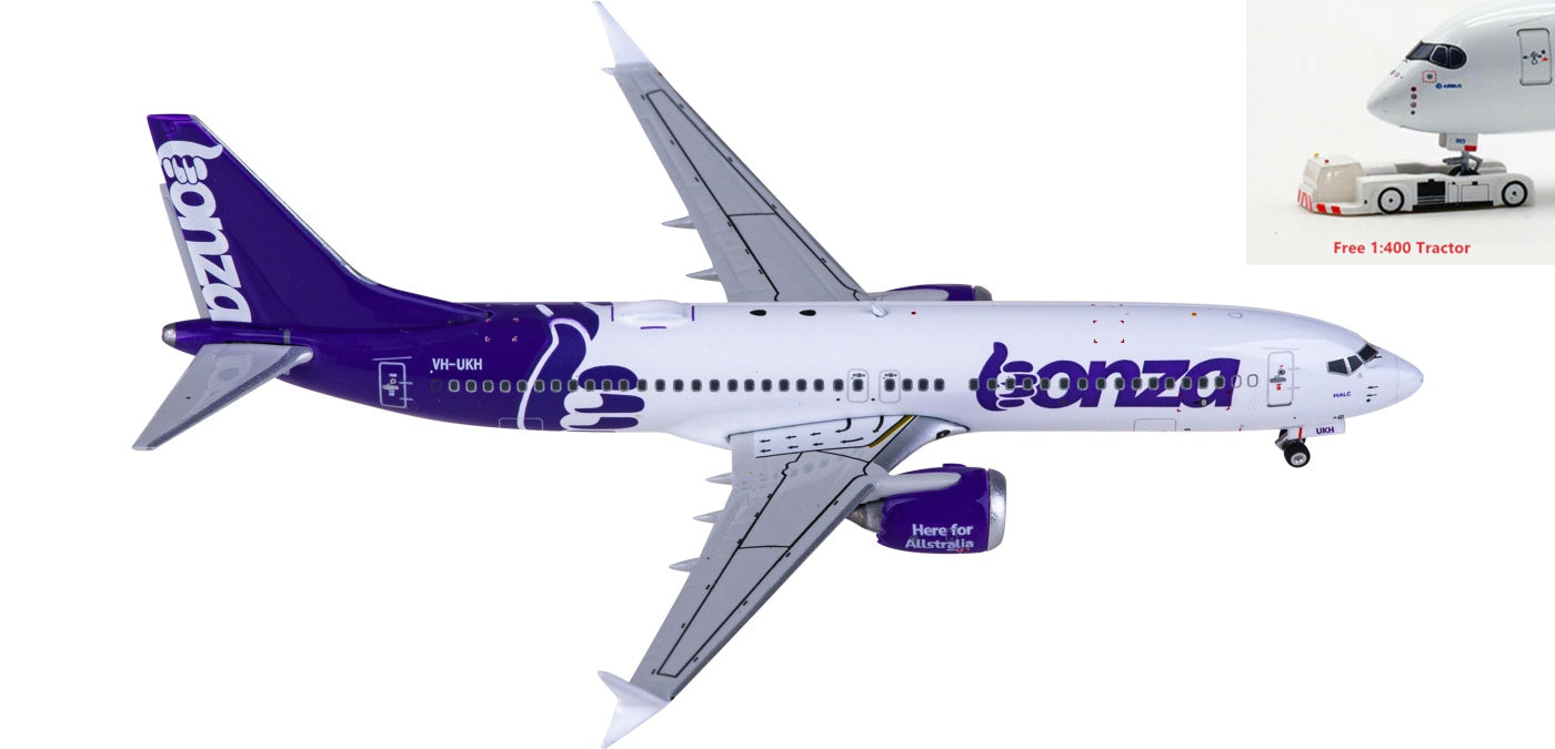 1:400 Phoenix PH11824 Bonza Boeing 737 MAX 8 VH-UKH Aircraft Model+Free Tractor