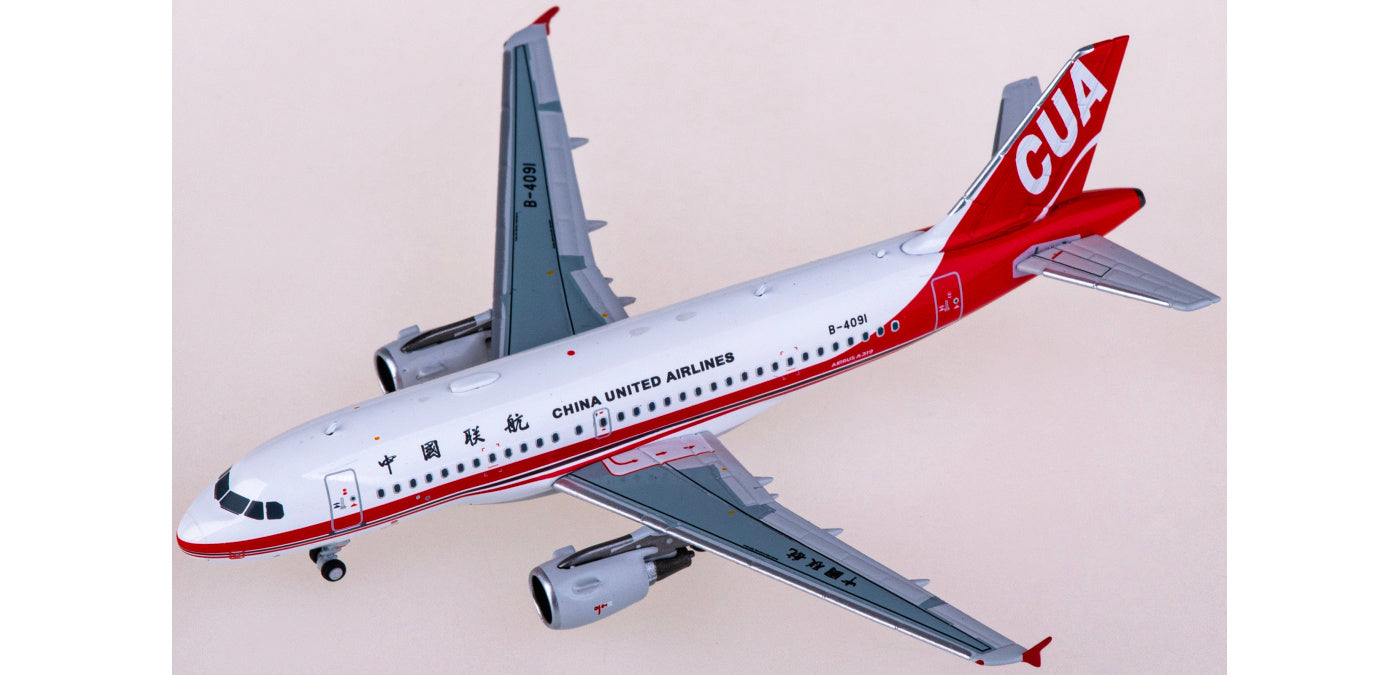 1:400 NG Models NG49017 China United Airlines Airbus A319 B-4091 Aircraft Model+Free Tractor