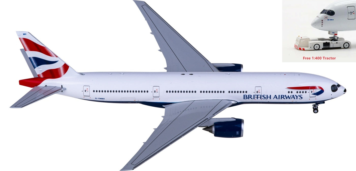 1:400 NG Models NG72030 British Airways Boeing 777-200ER G-YMMH Aircraft Model+Free Tractor