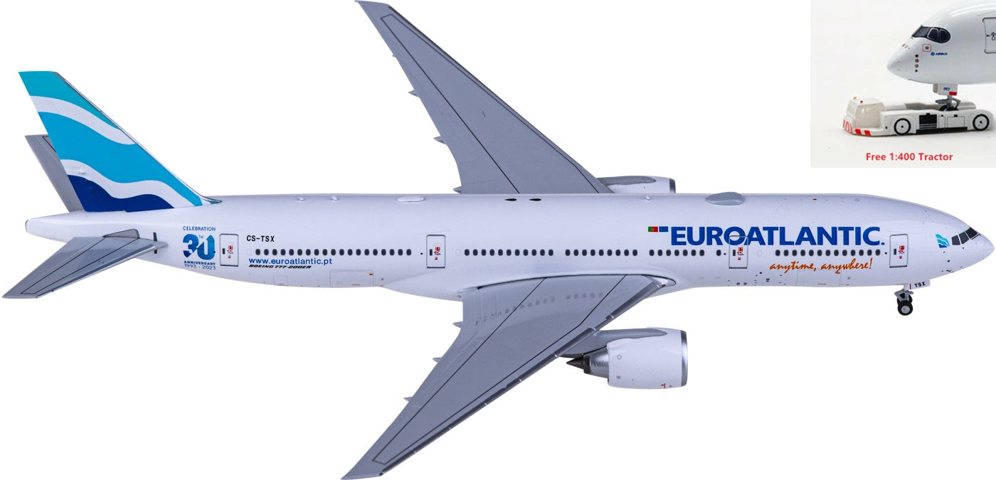 1:400 NG Models NG72042 EuroAtlantic Boeing 777-200ER CS-TSX Aircraft Model+Free Tractor