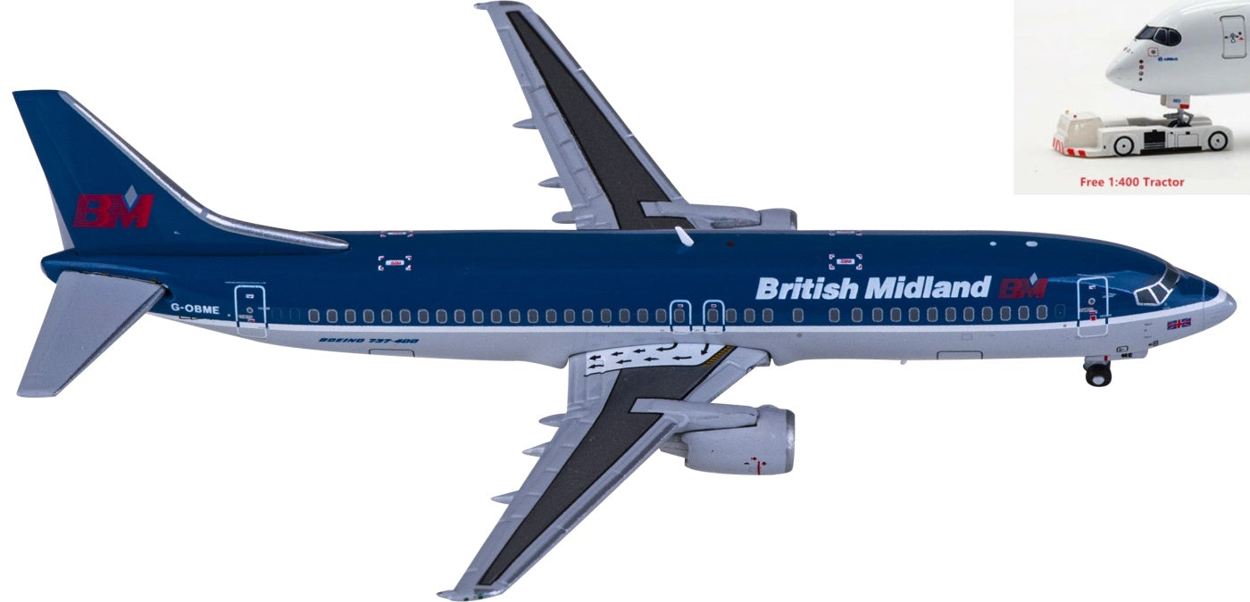 1:400 JC Wings XX40059 BMI Boeing 737-400 G-OBME Aircraft Model+Free Tractor