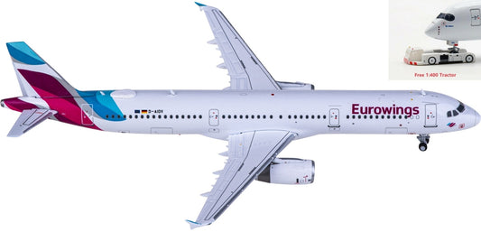 1:400 JC Wings XX40141 Eurowings Airbus A321 D-AIDV Aircraft Model+Free Tractor