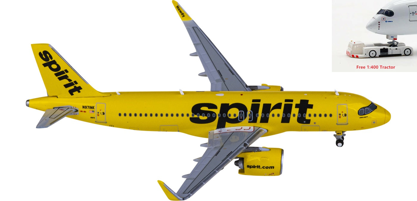 1:400 Geminijets GJNKS2201 Spirit Airlines Airbus A320neo N971NK Aircraft Model+Free Tractor
