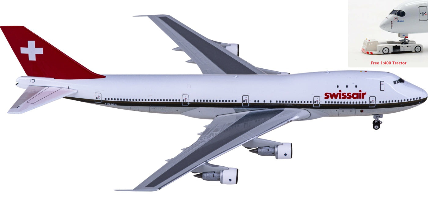 1:400 Phoenix PH11835 Swissair Boeing 747-200 HB-IGA Aircraft Model+Free Tractor