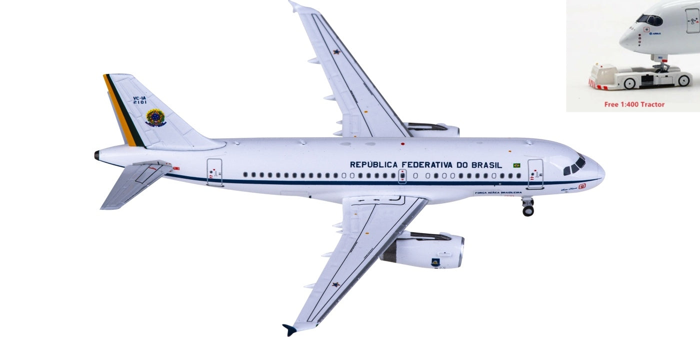 1:400 NG Models NG49015 Brazilian Armed Forces Airbus A319 VC-1A FAB2101 Aircraft Model+Free Tractor