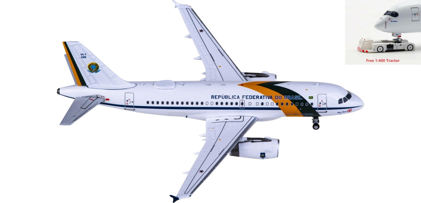 1:400 NG Models NG49013 Brazilian Armed Forces Airbus A319 VC-1A FAB2101 Aircraft Model+Free Tractor